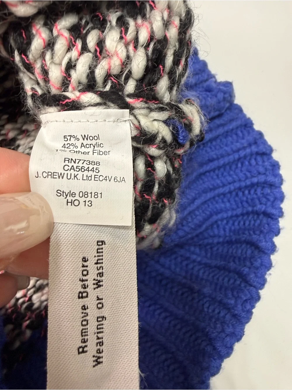 J. Crew Marled Crewneck Sweater with Blue Trim